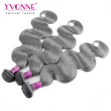 Color Grey Brazilian Body Wave Human Hair Weave